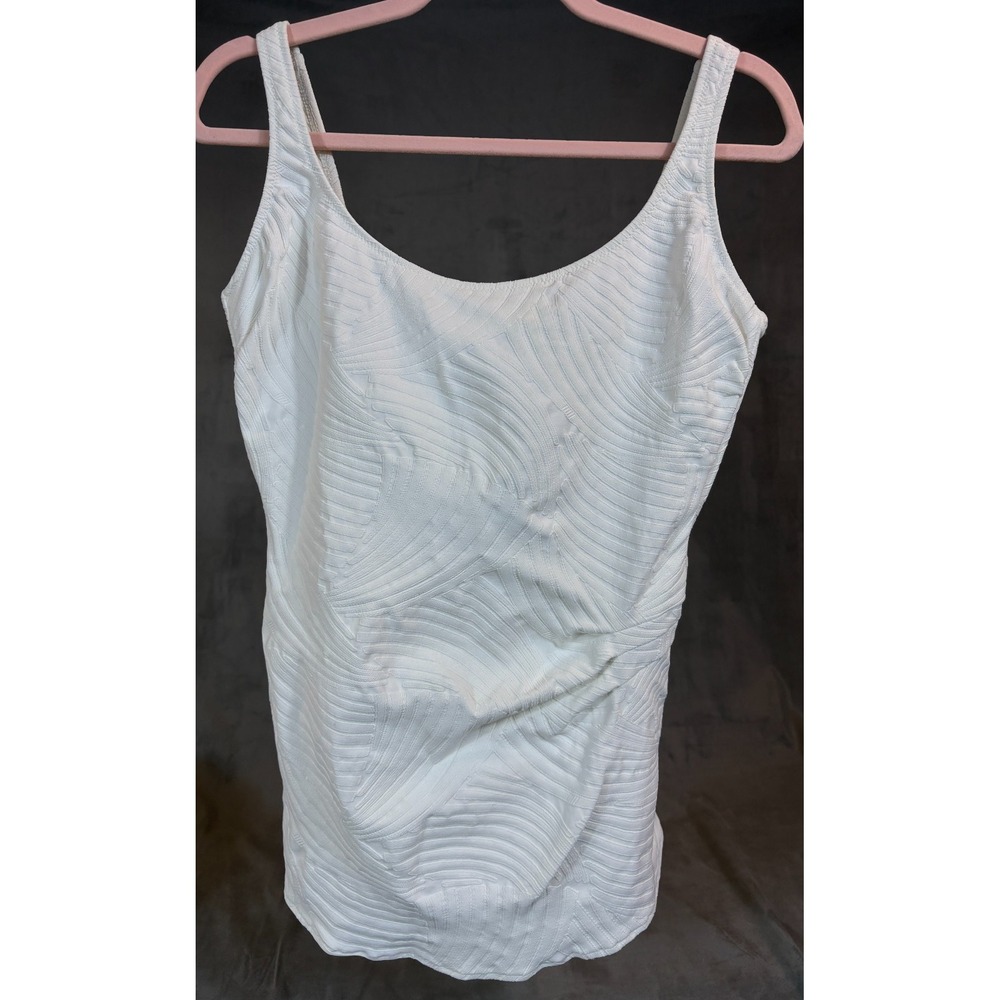 Gottex Womens One Piece Swimsuit White Embroidered Swirls Ruched, Front Cover 16